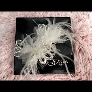 Elena Designs Bridal Hair Comb with Feathers